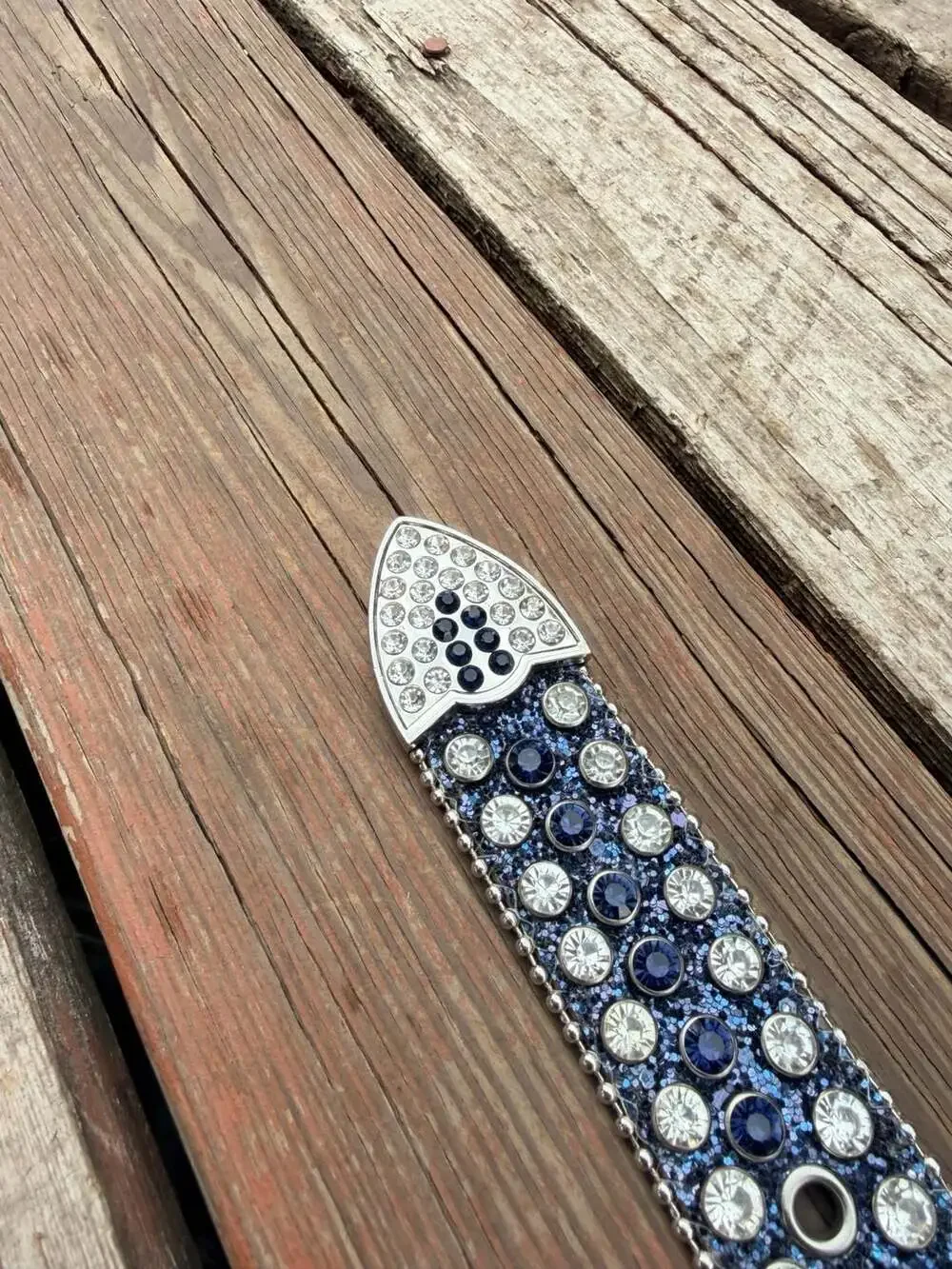 BB Simon Blue Glitter Rhinestone Western Belt